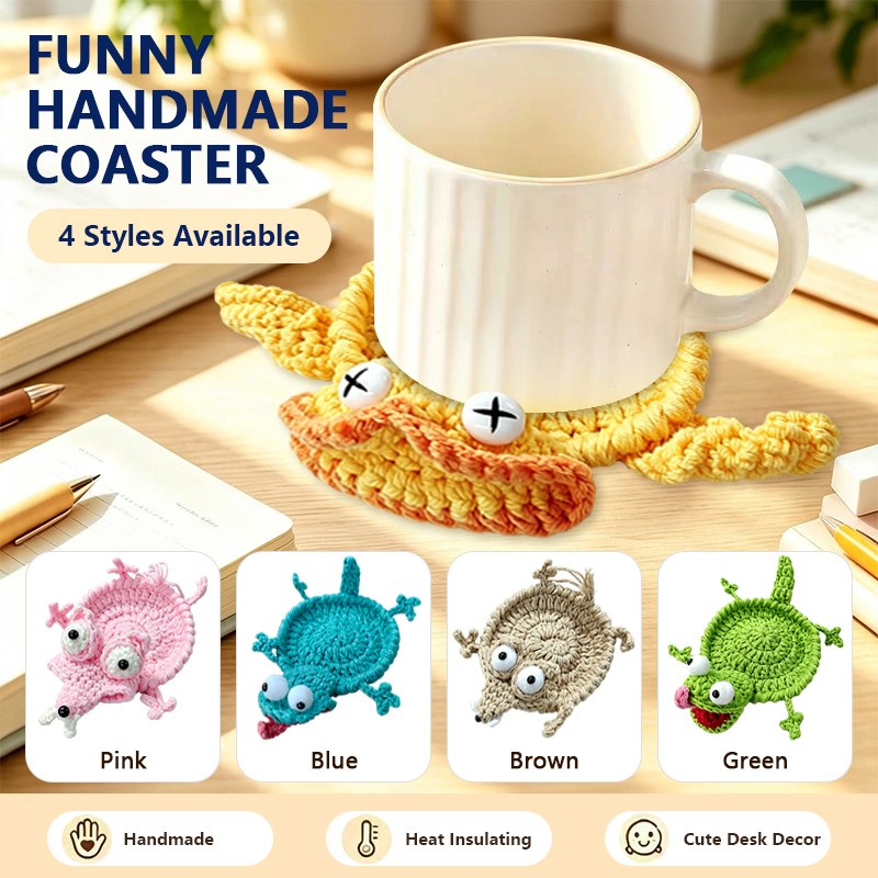 Home And Textiles Today - Cute Crochet Animal Coaster Handmade Knitted