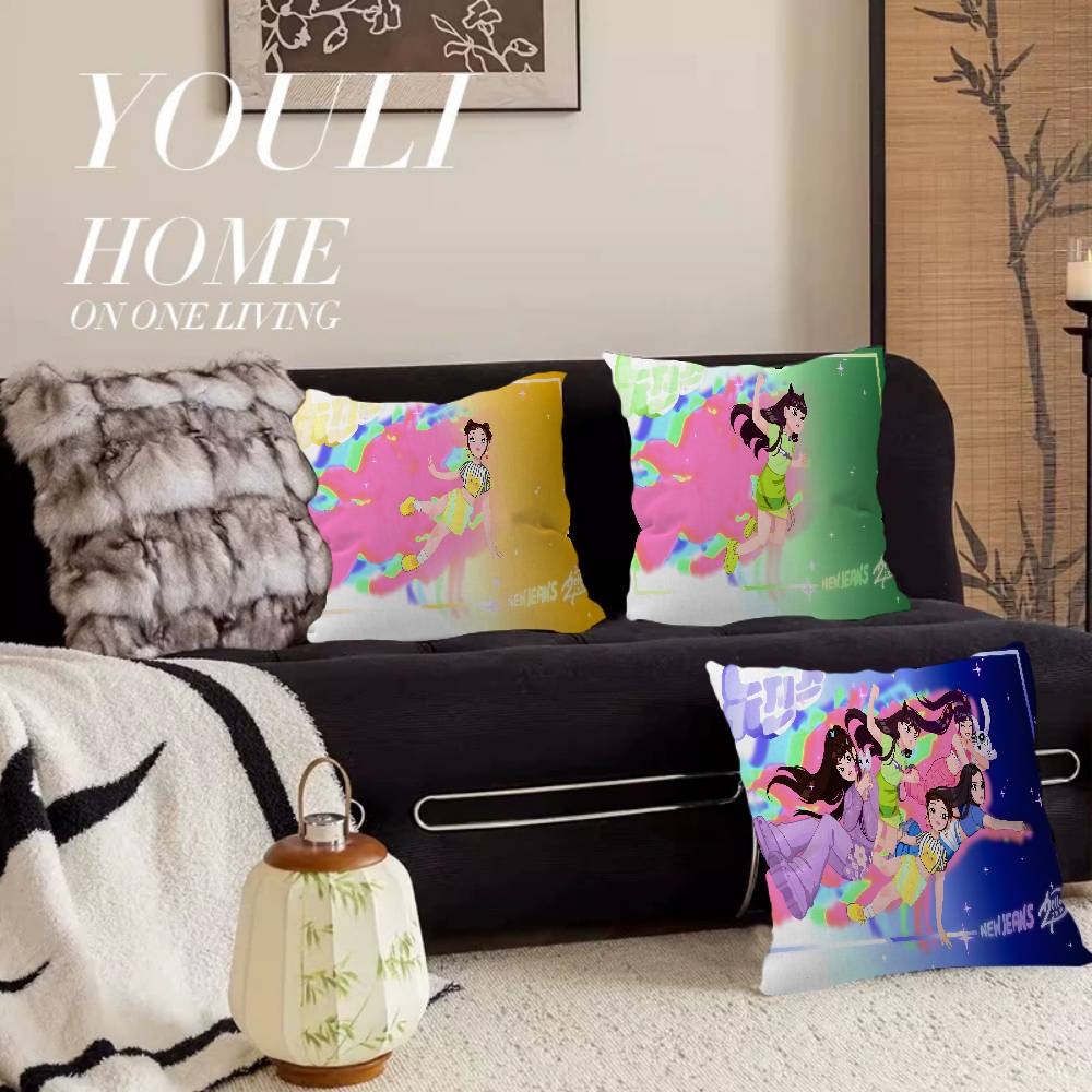 Home Textiles Group - N-NewJeans Singing Group Anime Cushion Cover