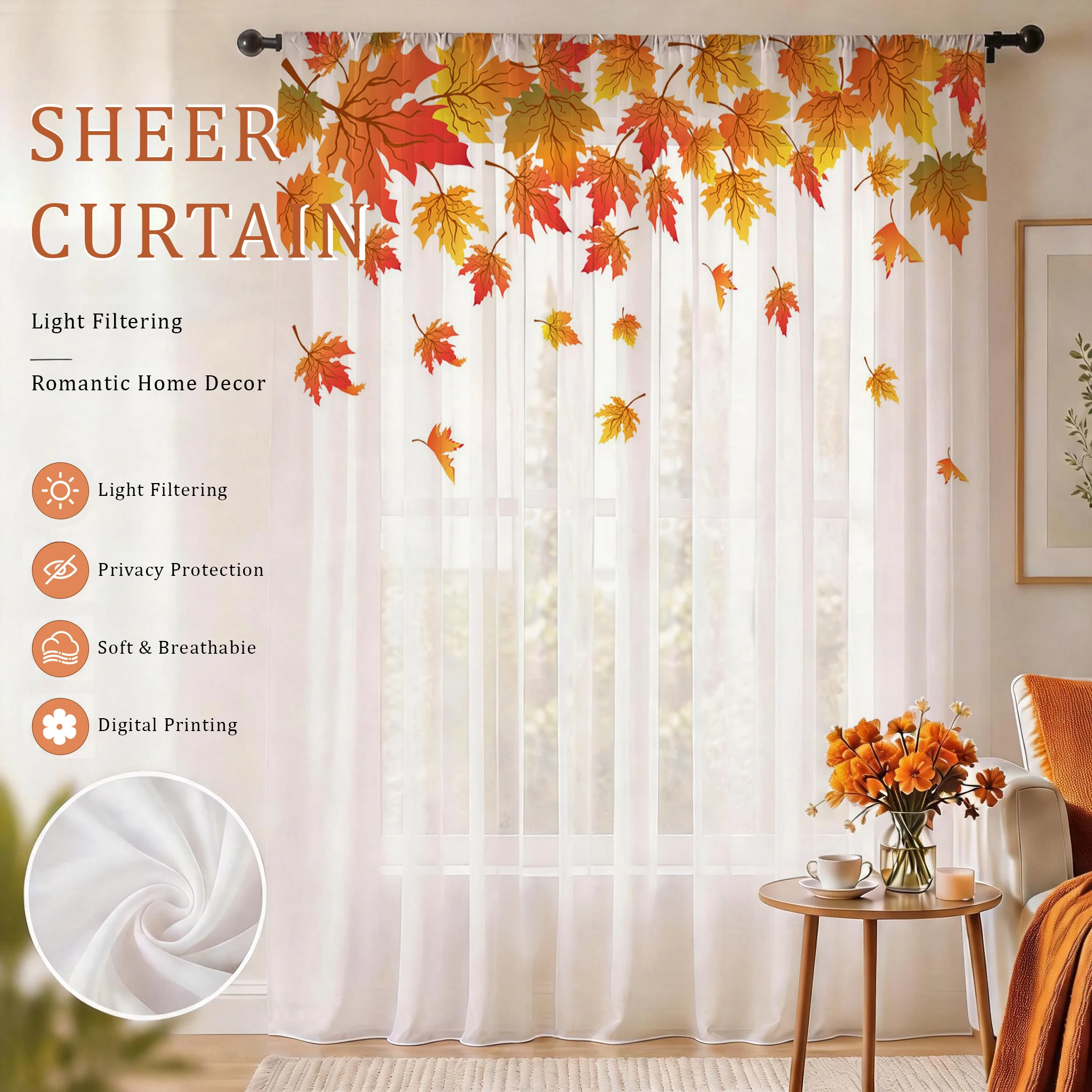 Maple leaf Modern Gradient She - огляд і ціна Curtain Sheer Voile