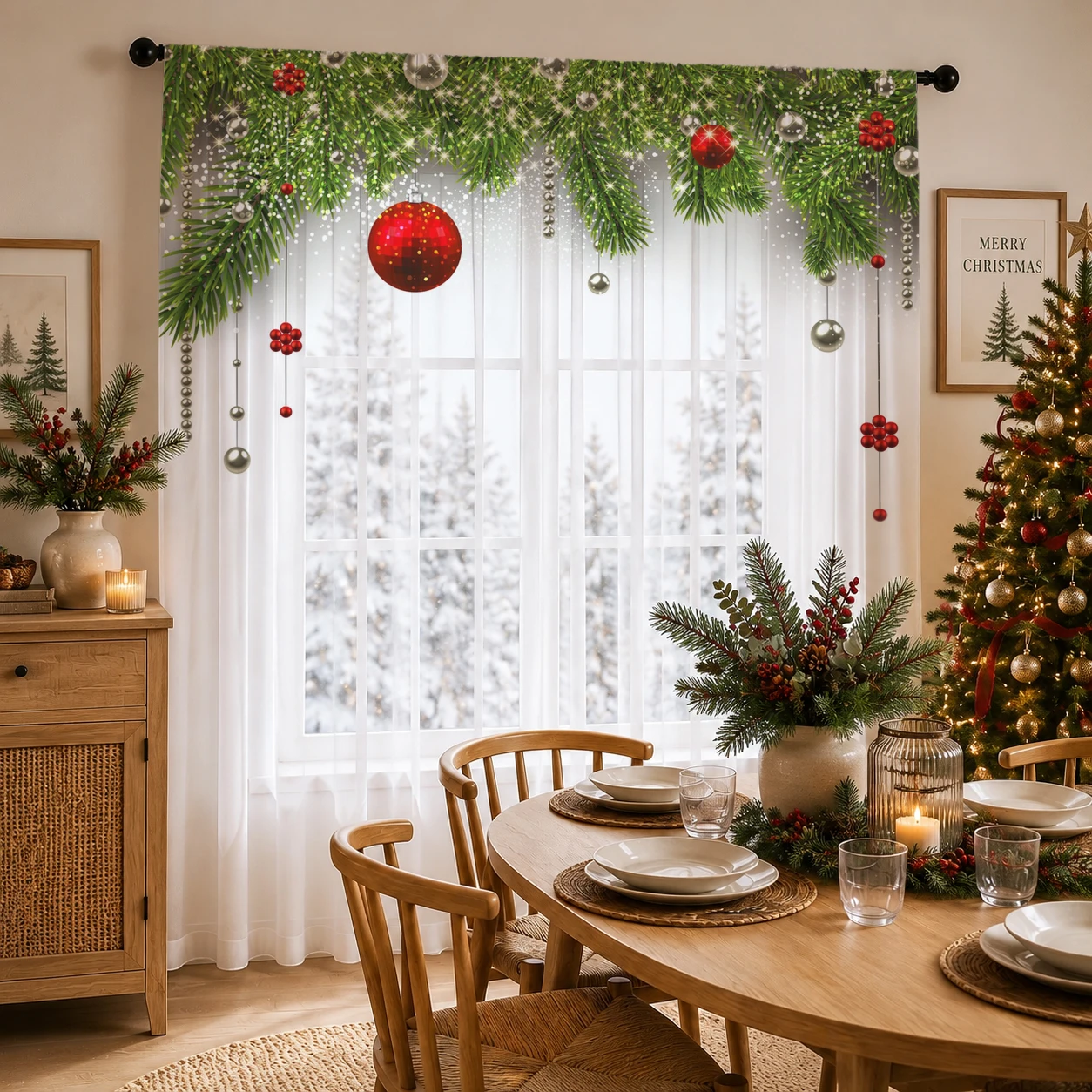 Christmas Gradient Sheer Curta - огляд і ціна Curtain Sheer Voile