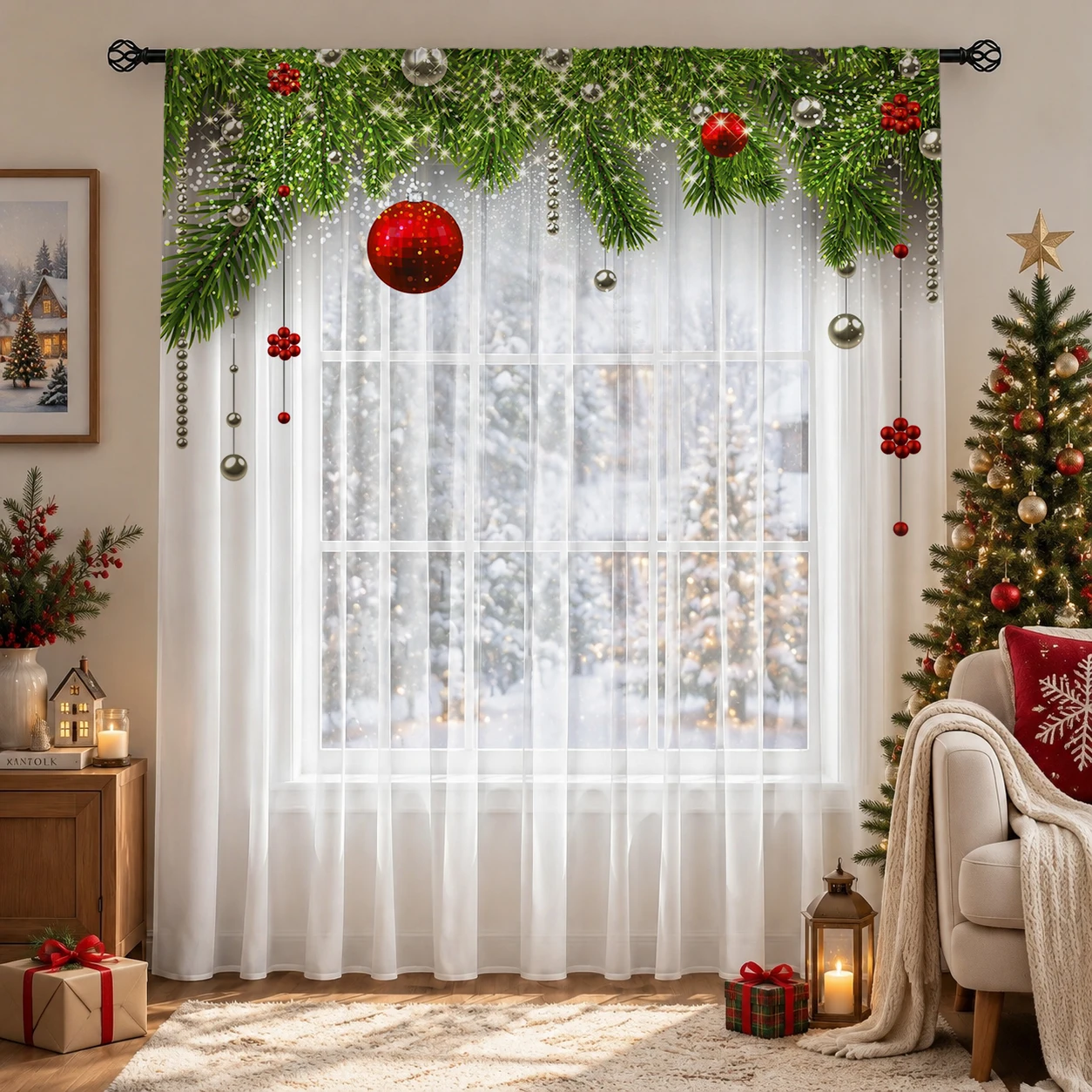 Christmas Gradient Sheer Curta - огляд і ціна Curtain Sheer Voile