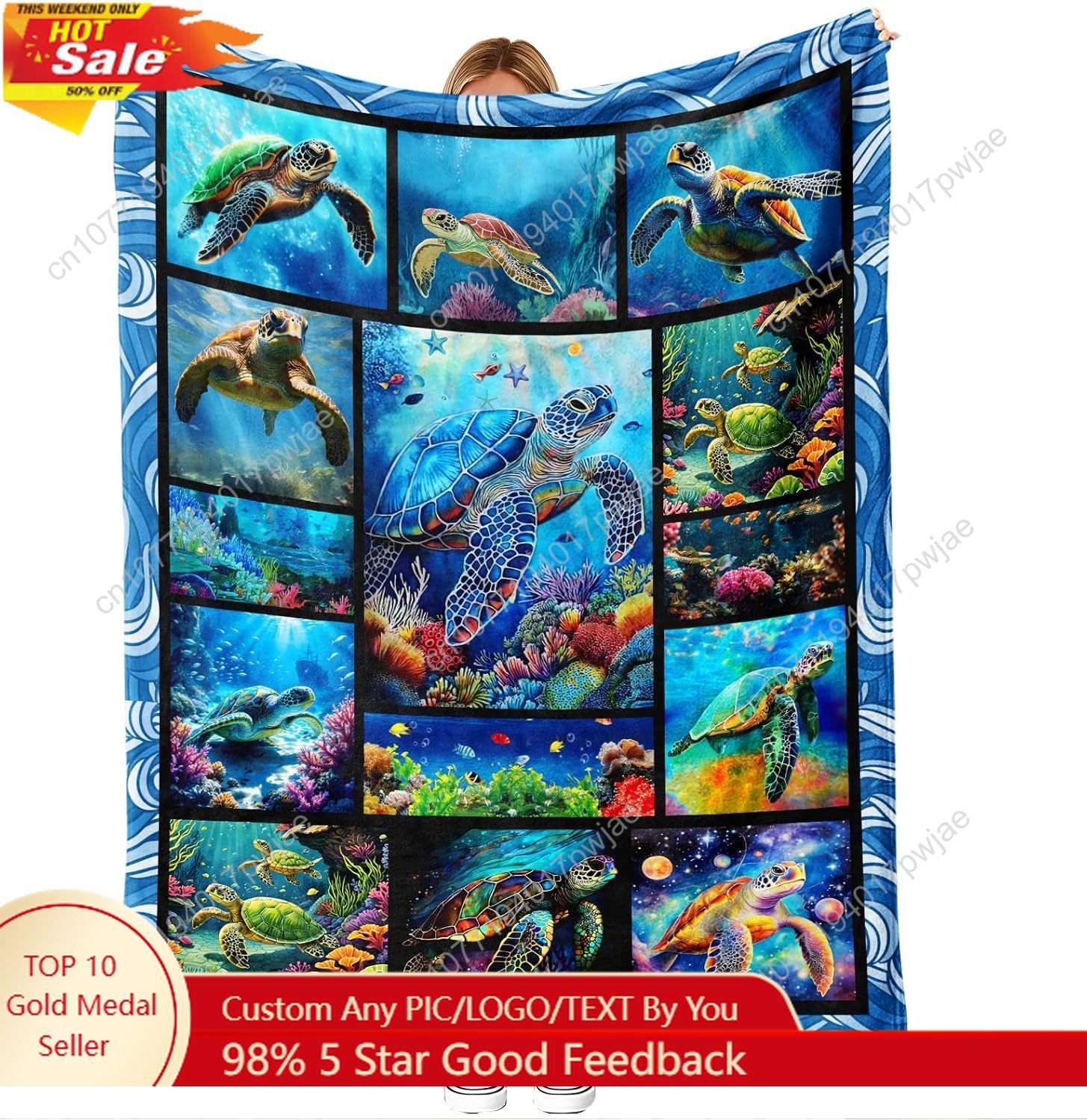 Sea Turtle Flannel Throw Blank - огляд і ціна Quality Home Textiles
