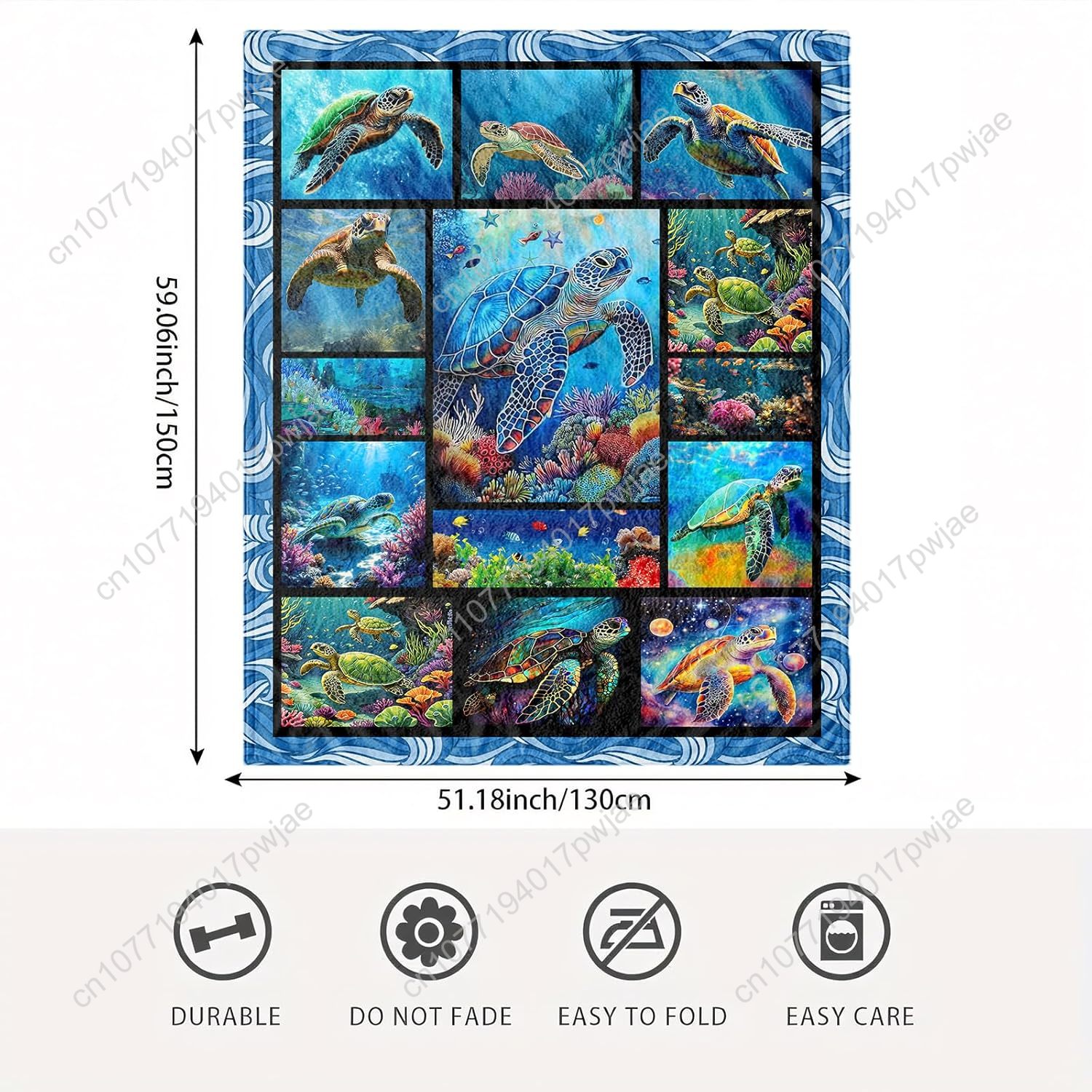 Sea Turtle Flannel Throw Blank - огляд і ціна Quality Home Textiles