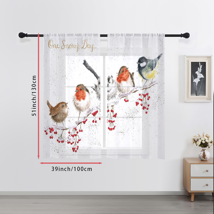 2PCS Sheer Curtains Winter Bir - огляд і ціна Curtain Sheer Voile
