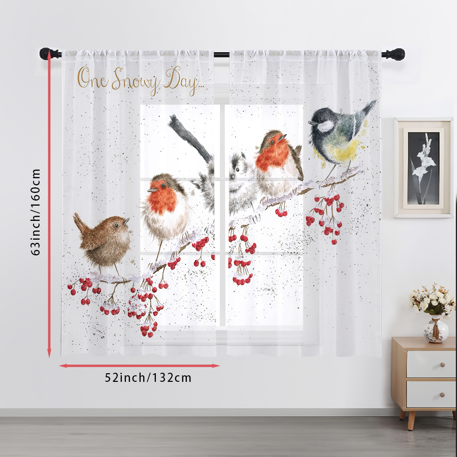 2PCS Sheer Curtains Winter Bir - огляд і ціна Curtain Sheer Voile
