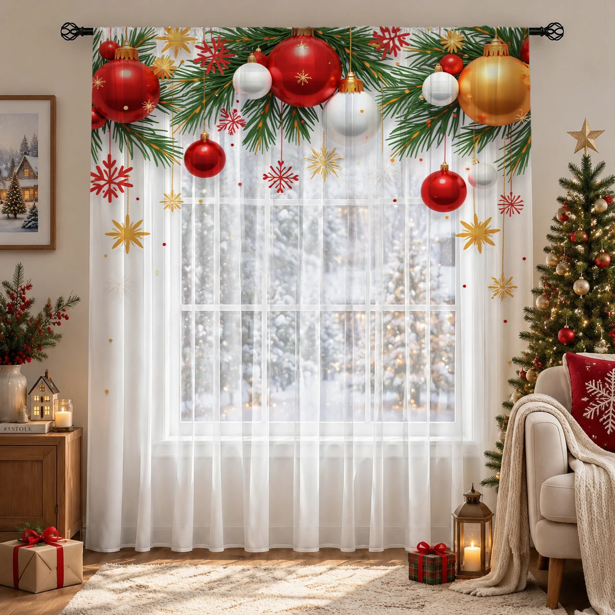 Christmas Day Gradient Sheer C - огляд і ціна Curtain Sheer Voile