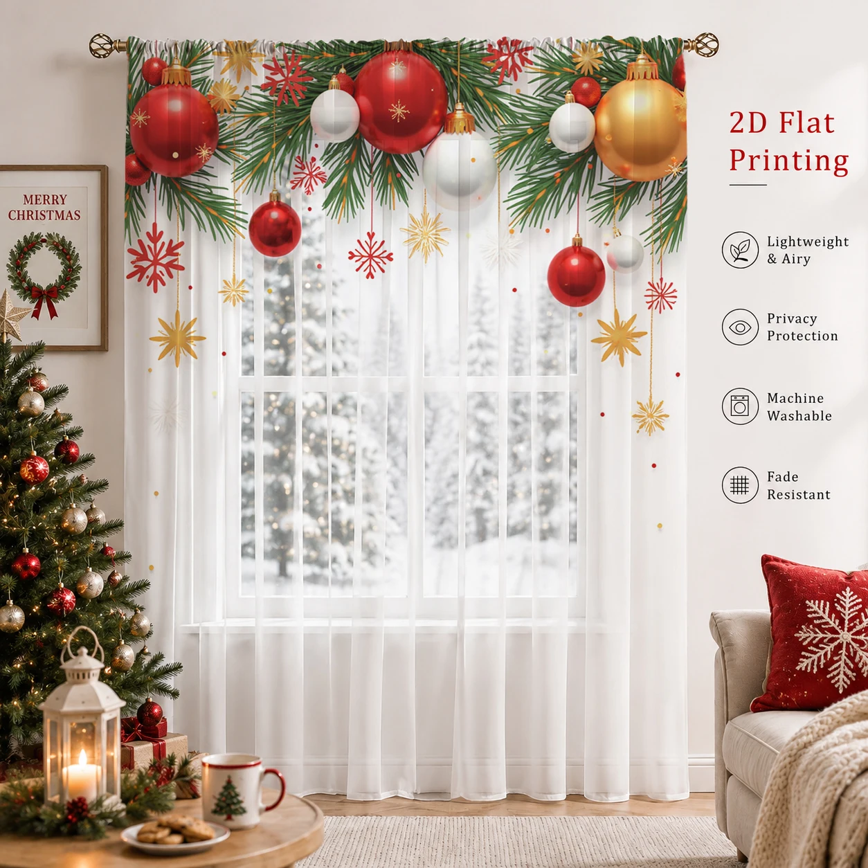 Christmas Day Gradient Sheer C - огляд і ціна Curtain Sheer Voile
