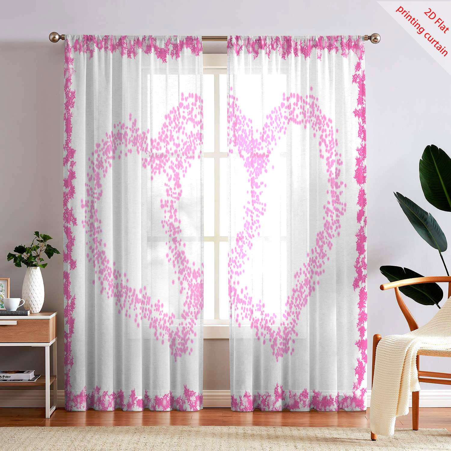 Heart Shaped Printed Transpare - огляд і ціна Curtain Sheer Voile