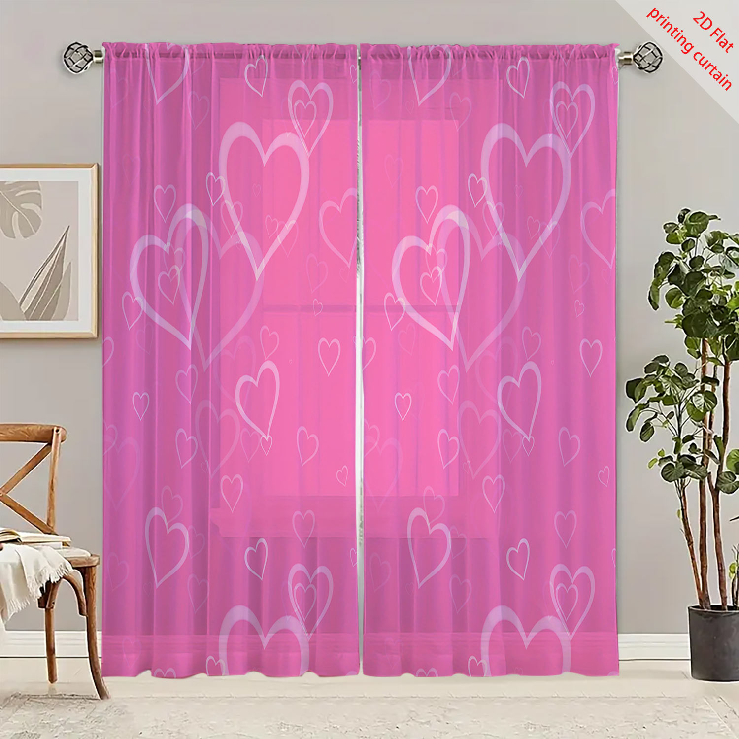 Heart Shaped Printed Transpare - огляд і ціна Curtain Sheer Voile