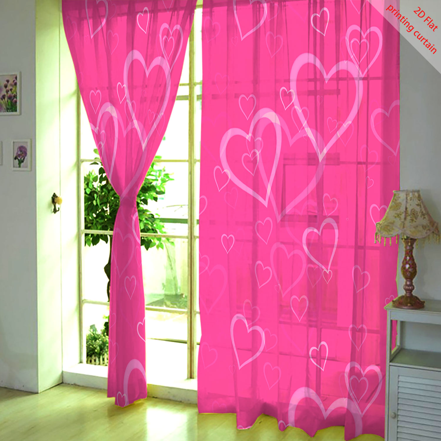 Heart Shaped Printed Transpare - огляд і ціна Curtain Sheer Voile