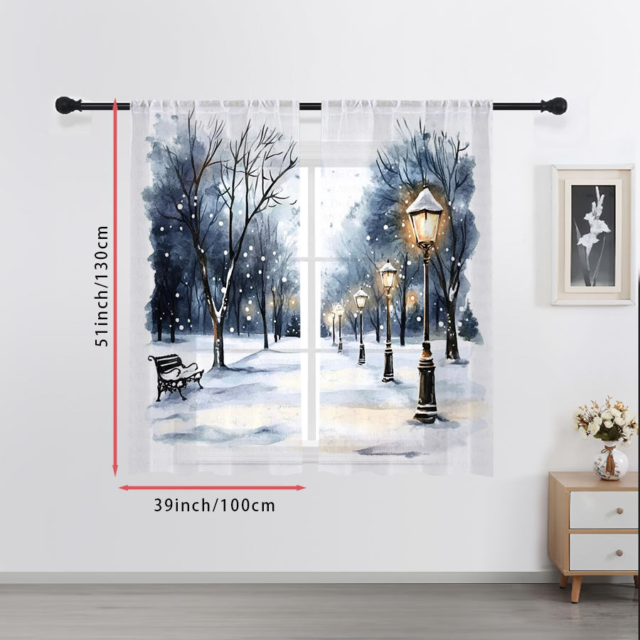 2PCS Sheer Curtains Winter Sno - огляд і ціна Curtain Sheer Voile