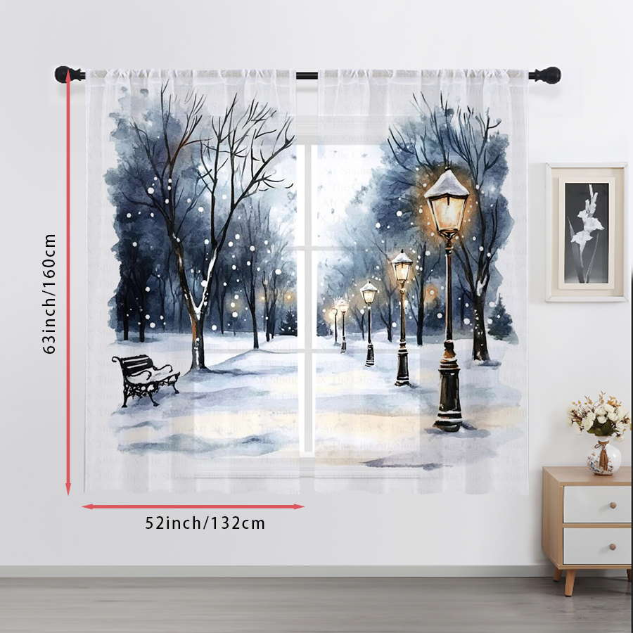 2PCS Sheer Curtains Winter Sno - огляд і ціна Curtain Sheer Voile