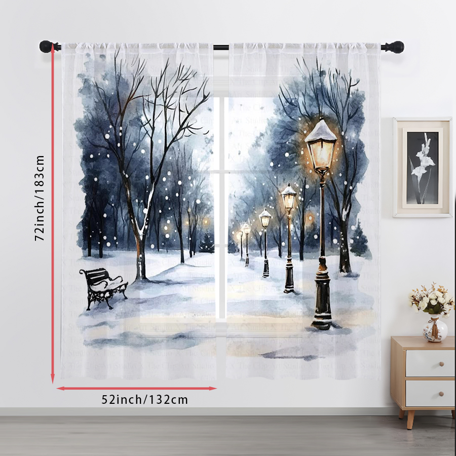 2PCS Sheer Curtains Winter Sno - огляд і ціна Curtain Sheer Voile