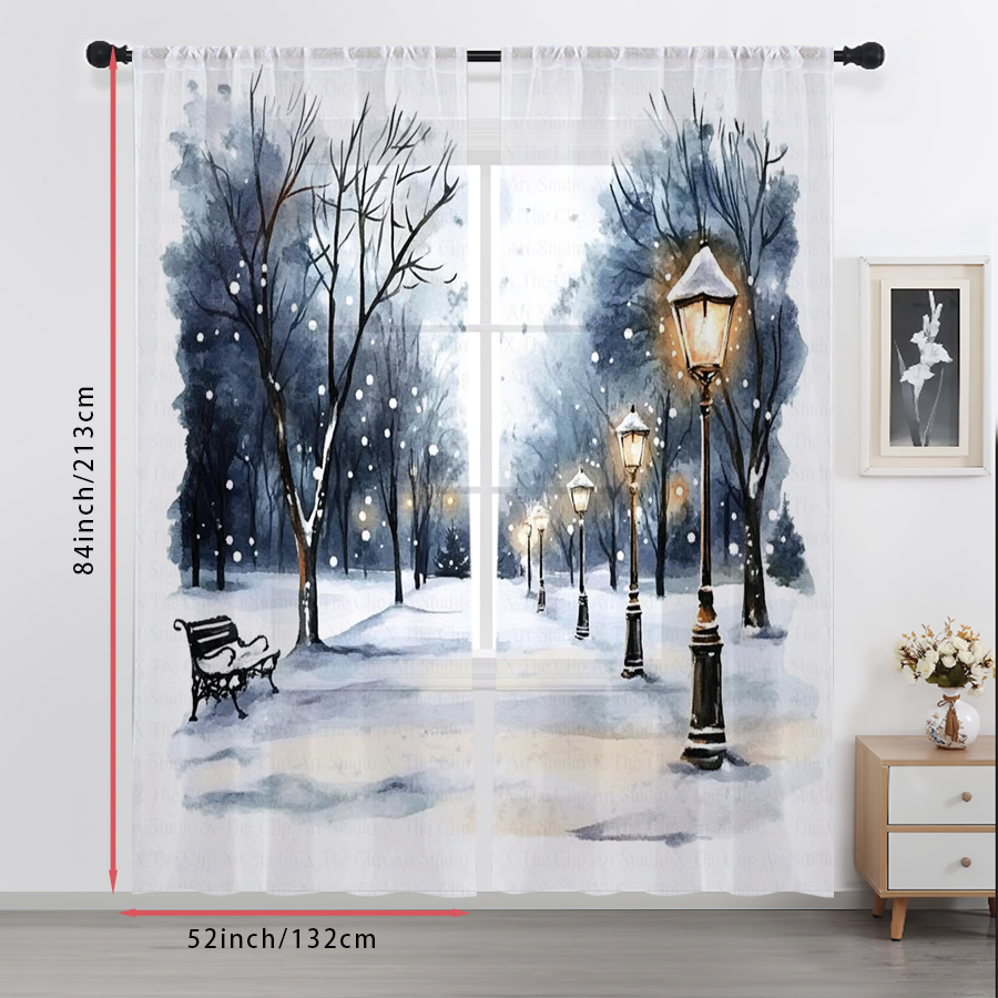 2PCS Sheer Curtains Winter Sno - огляд і ціна Curtain Sheer Voile