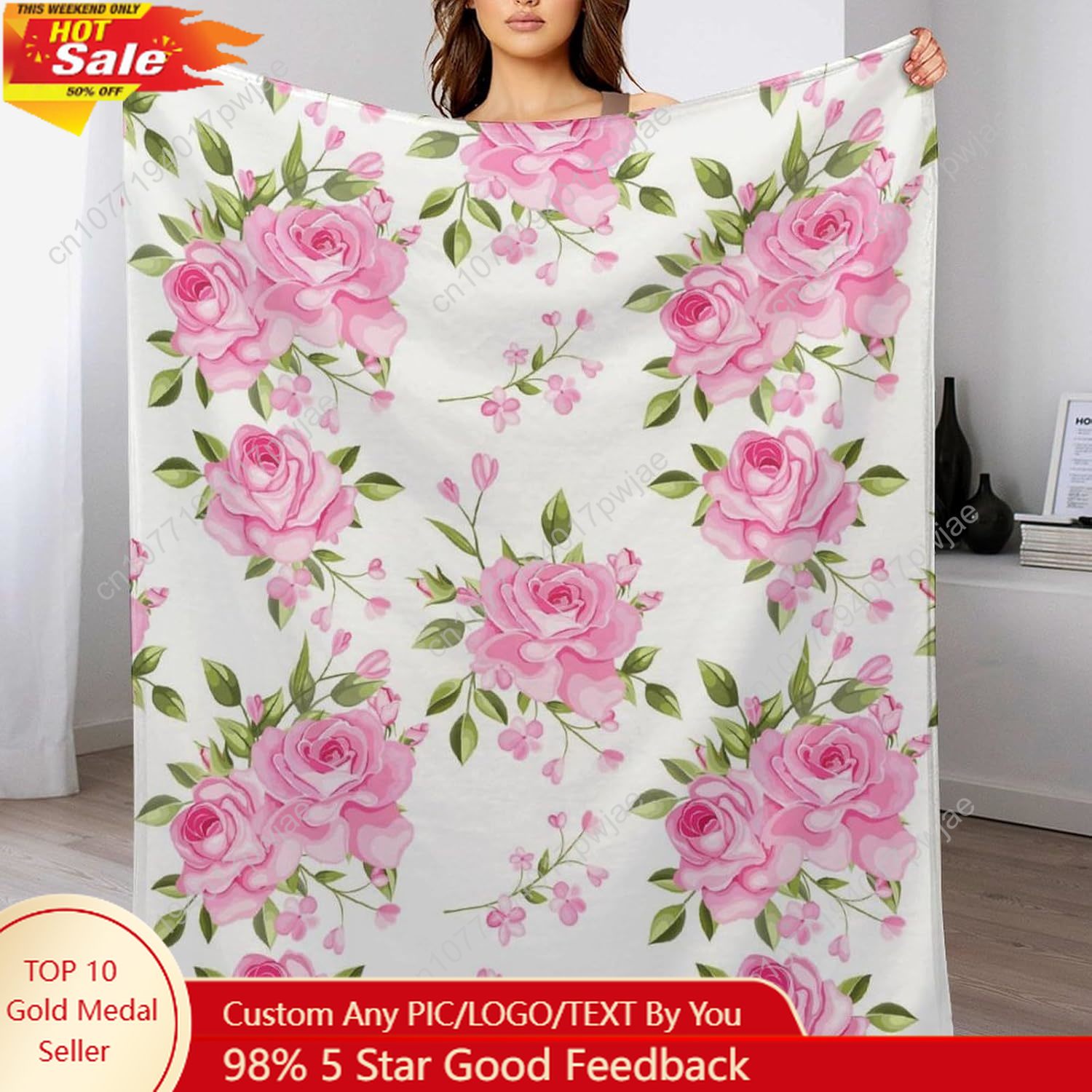 Pink Flower Throw Blanket Flor - огляд і ціна Quality Home Textiles