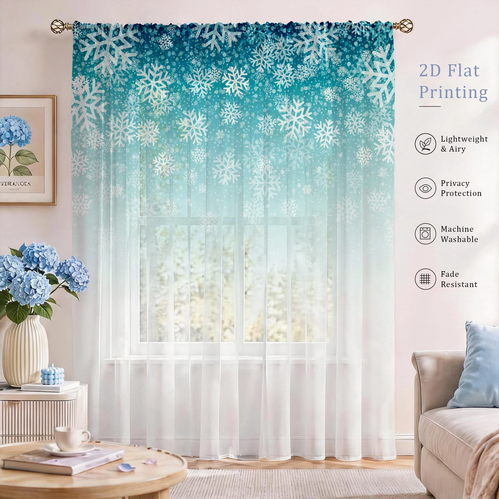 Floral Gradient Sheer Curtain, - огляд і ціна Curtain Sheer Voile