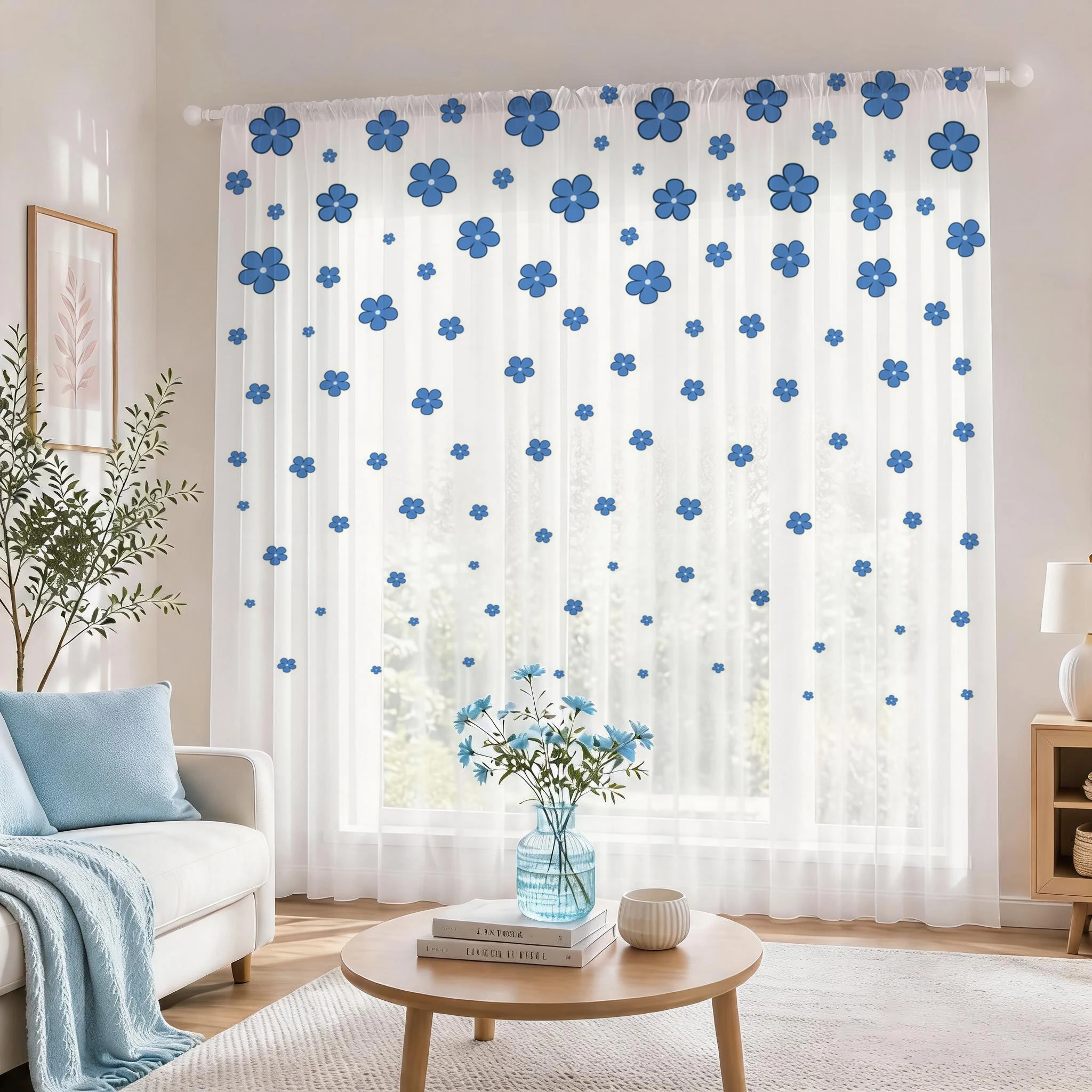 Light blue Modern Gradient She - огляд і ціна Curtain Sheer Voile