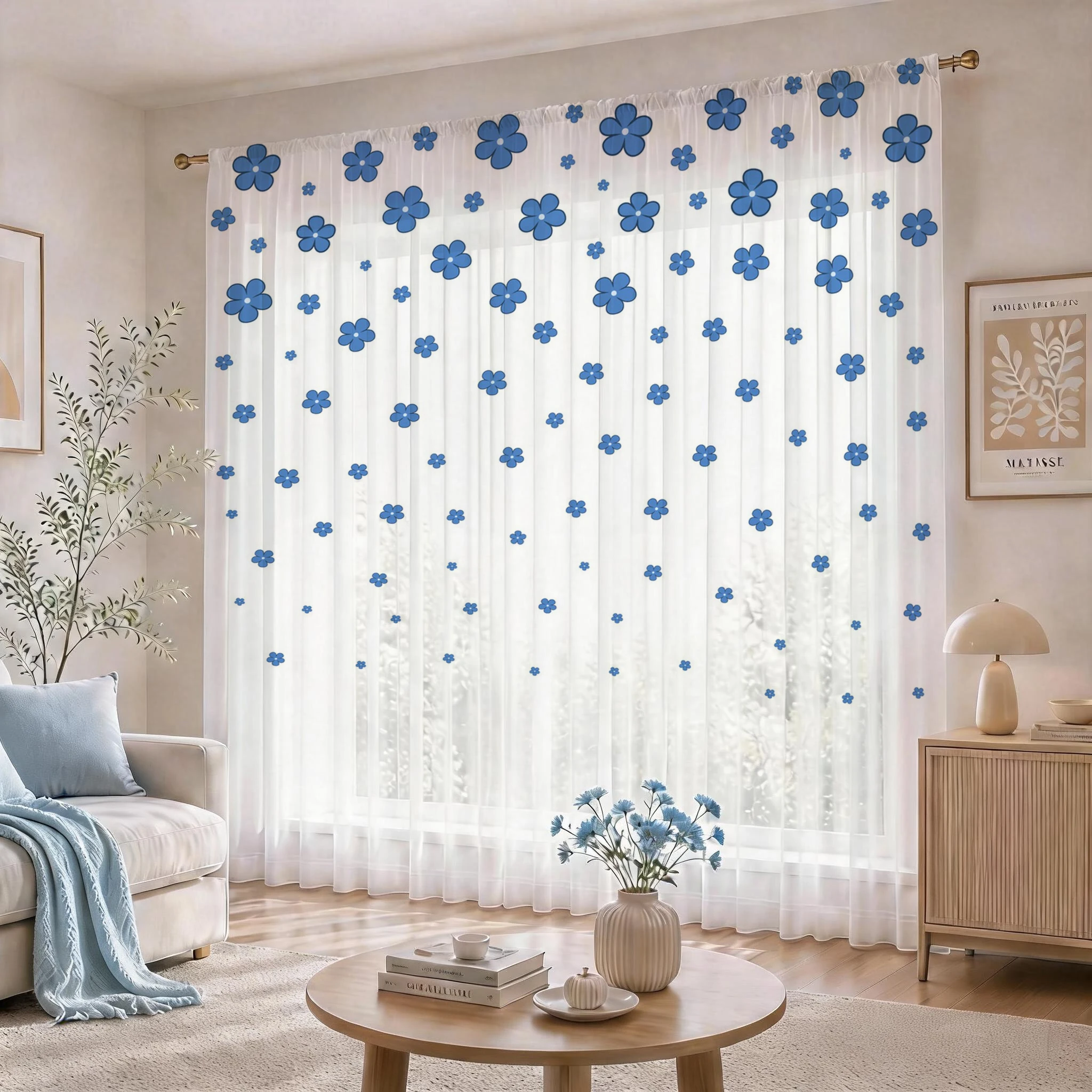 Light blue Modern Gradient She - огляд і ціна Curtain Sheer Voile