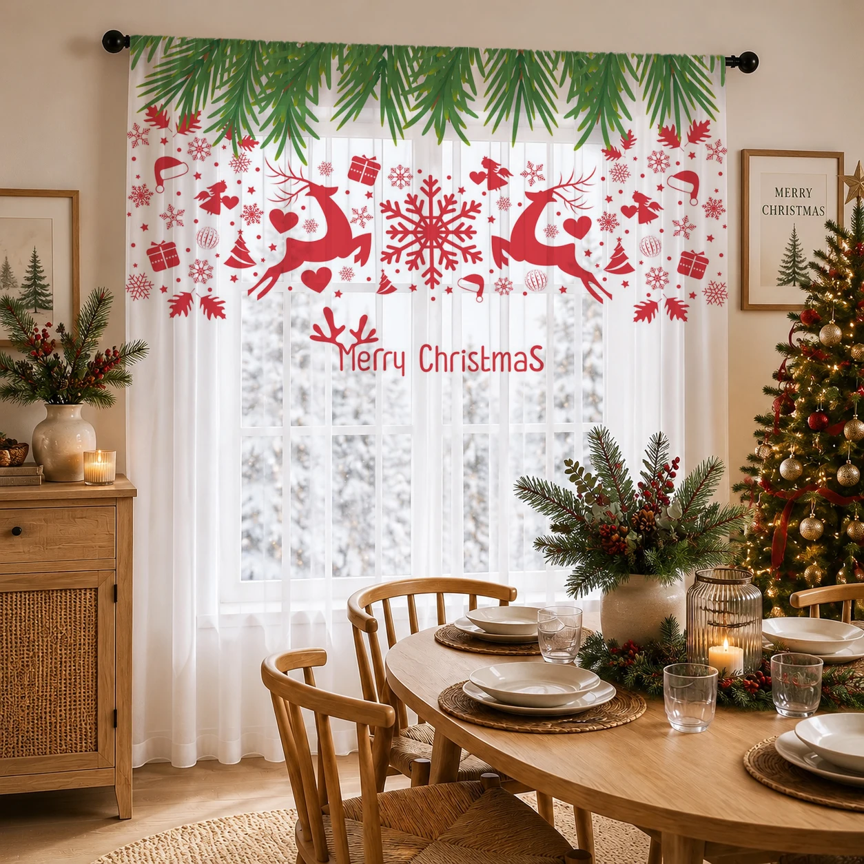 Christmas Gradient Sheer Curta - огляд і ціна Curtain Sheer Voile