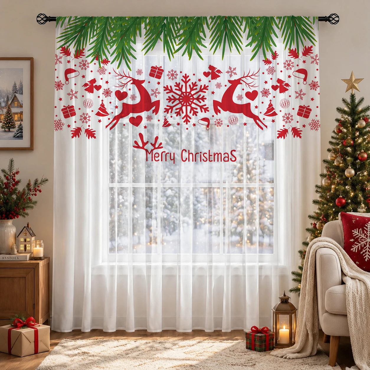 Christmas Gradient Sheer Curta - огляд і ціна Curtain Sheer Voile