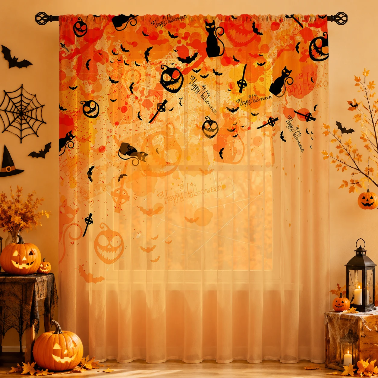 1Pc Spooky Halloween Sheer Cur - огляд і ціна Curtain Sheer Voile