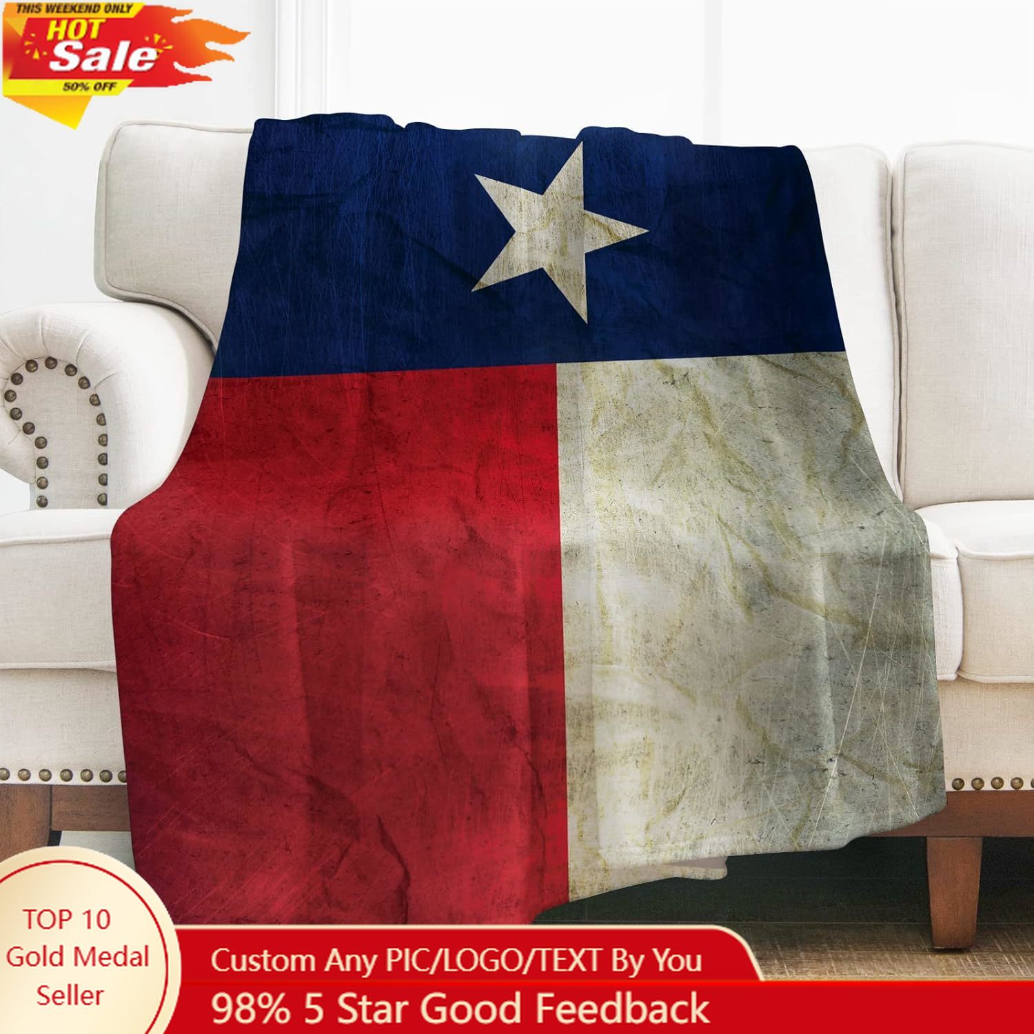Levens Texas Flag Throw Blanke - огляд і ціна Quality Home Textiles