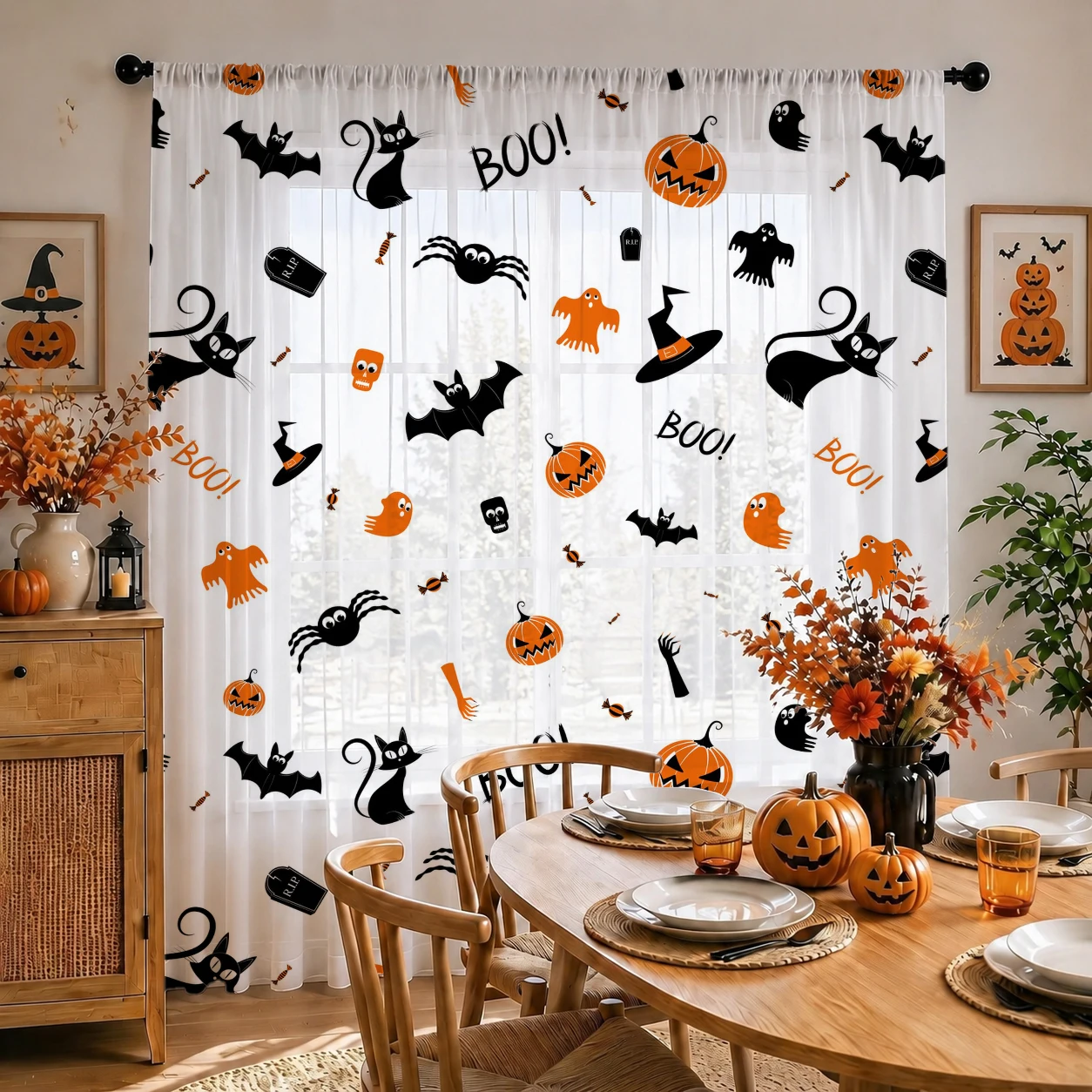 Halloween Festival Sheer Curta - огляд і ціна Curtain Sheer Voile