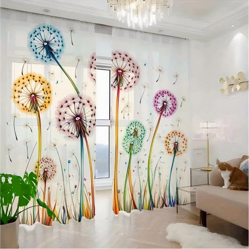 2PCS Digital Print Sheer Curta - огляд і ціна Curtain Sheer Voile
