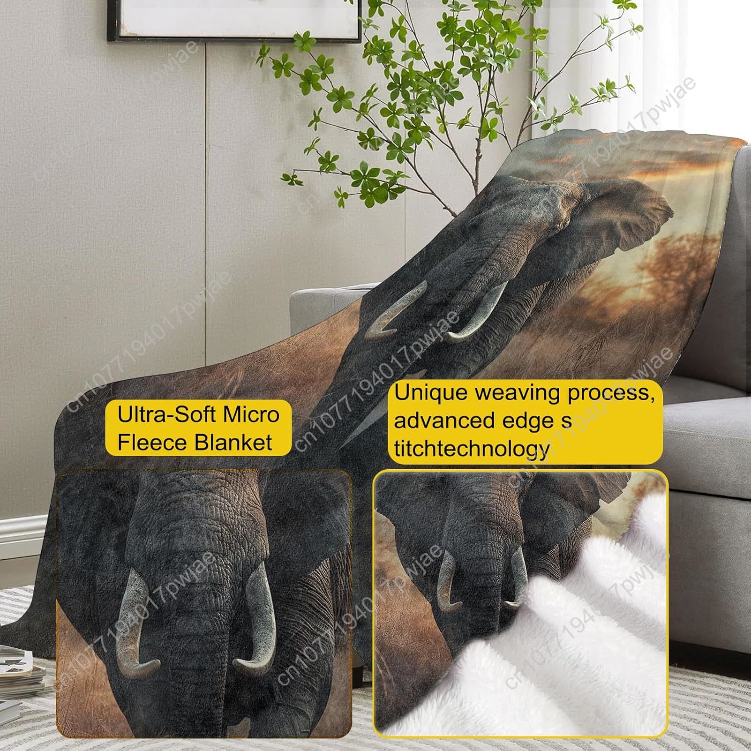 Elephant Fleece Blanket, Reali - огляд і ціна Quality Home Textiles