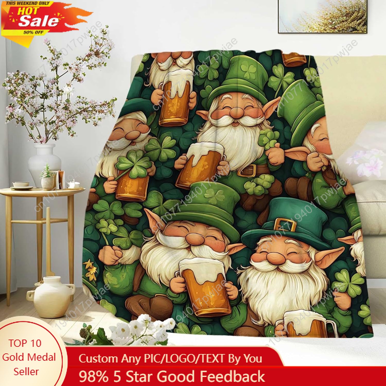 St. Patrick’s Day Gnome Throw  - огляд і ціна Quality Home Textiles
