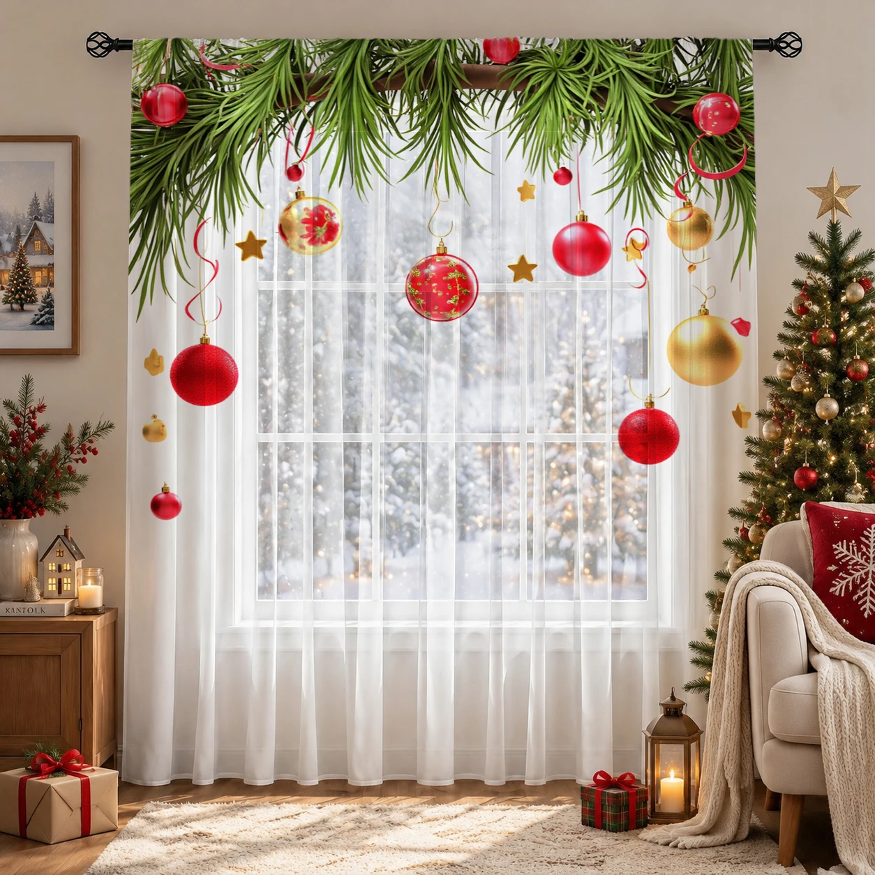 Christmas Gradient Sheer Curta - огляд і ціна Curtain Sheer Voile