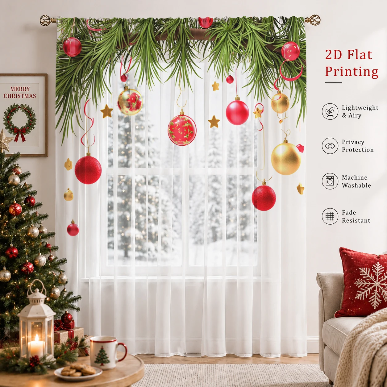 Christmas Gradient Sheer Curta - огляд і ціна Curtain Sheer Voile