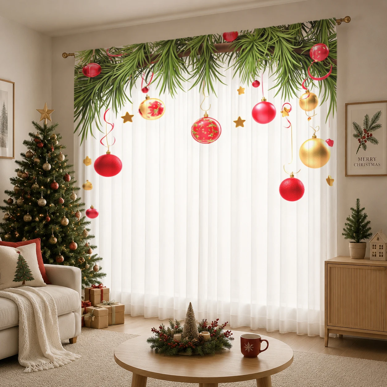 Christmas Gradient Sheer Curta - огляд і ціна Curtain Sheer Voile