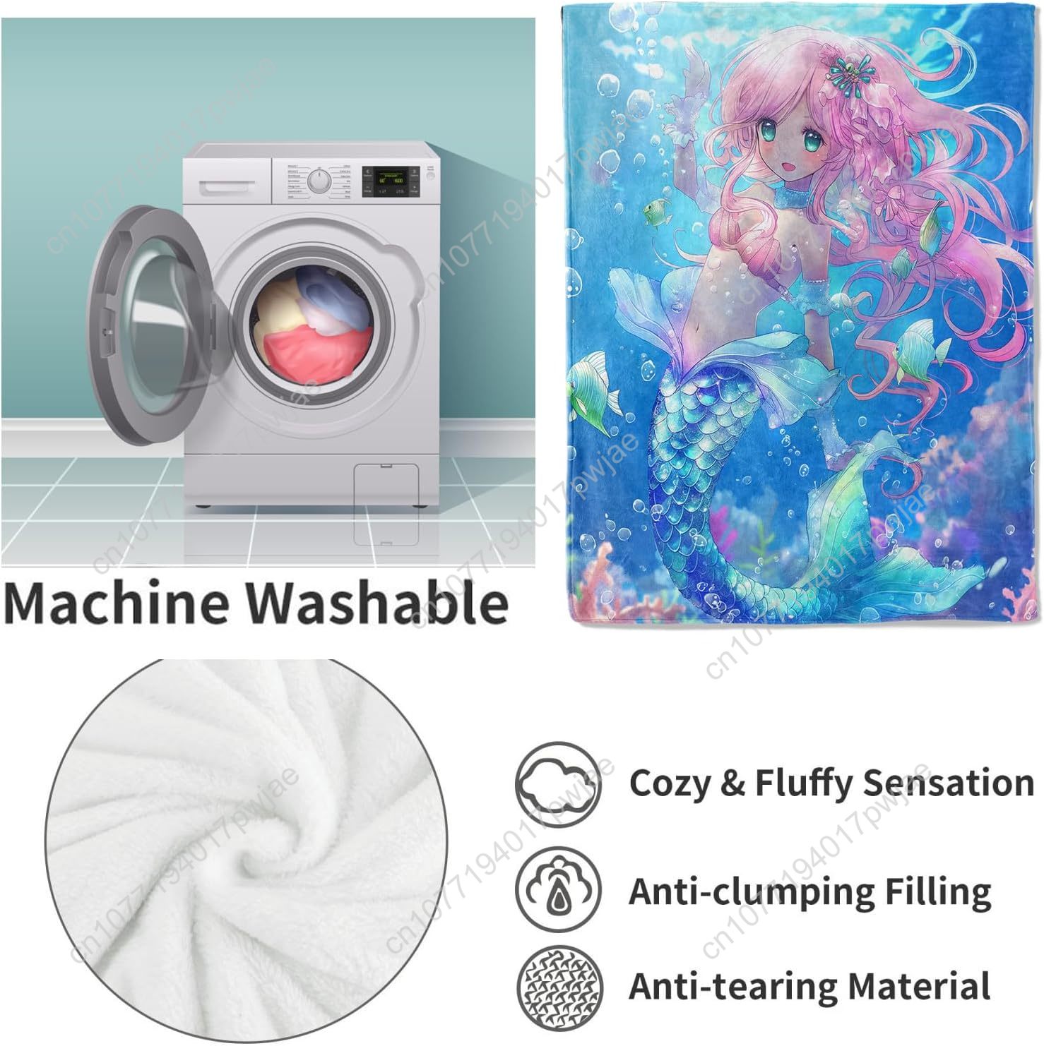 Cute Mermaid Blanket Cartoon F - огляд і ціна Quality Home Textiles