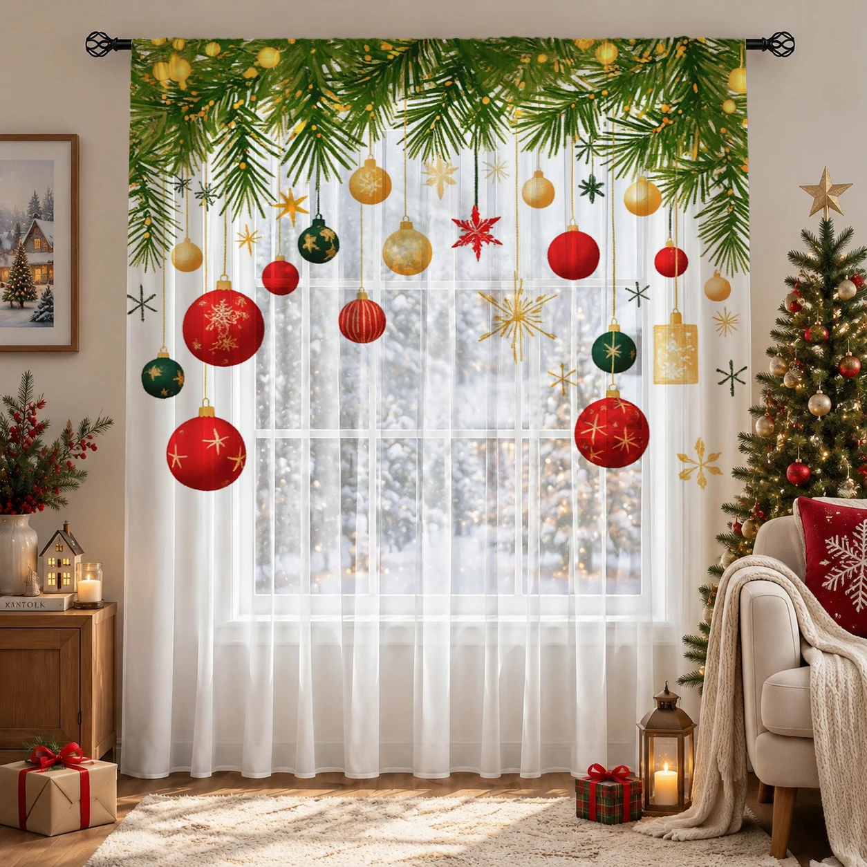 Christmas Gradient Sheer Curta - огляд і ціна Curtain Sheer Voile
