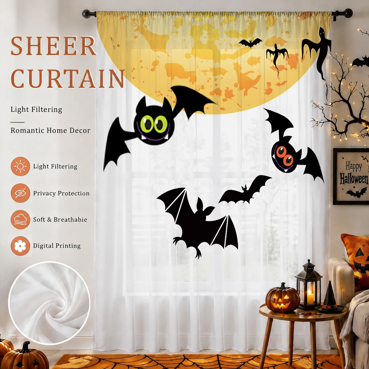 Halloween Day Gradient Sheer C - огляд і ціна Curtain Sheer Voile