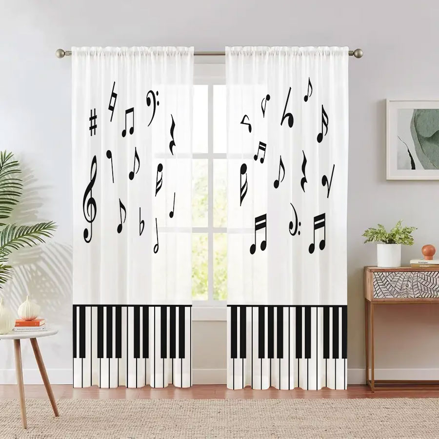 2PCS Digital Print Sheer Curta - огляд і ціна Curtain Sheer Voile