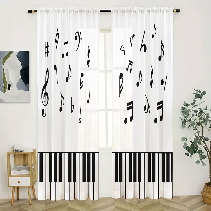 2PCS Digital Print Sheer Curta - огляд і ціна Curtain Sheer Voile