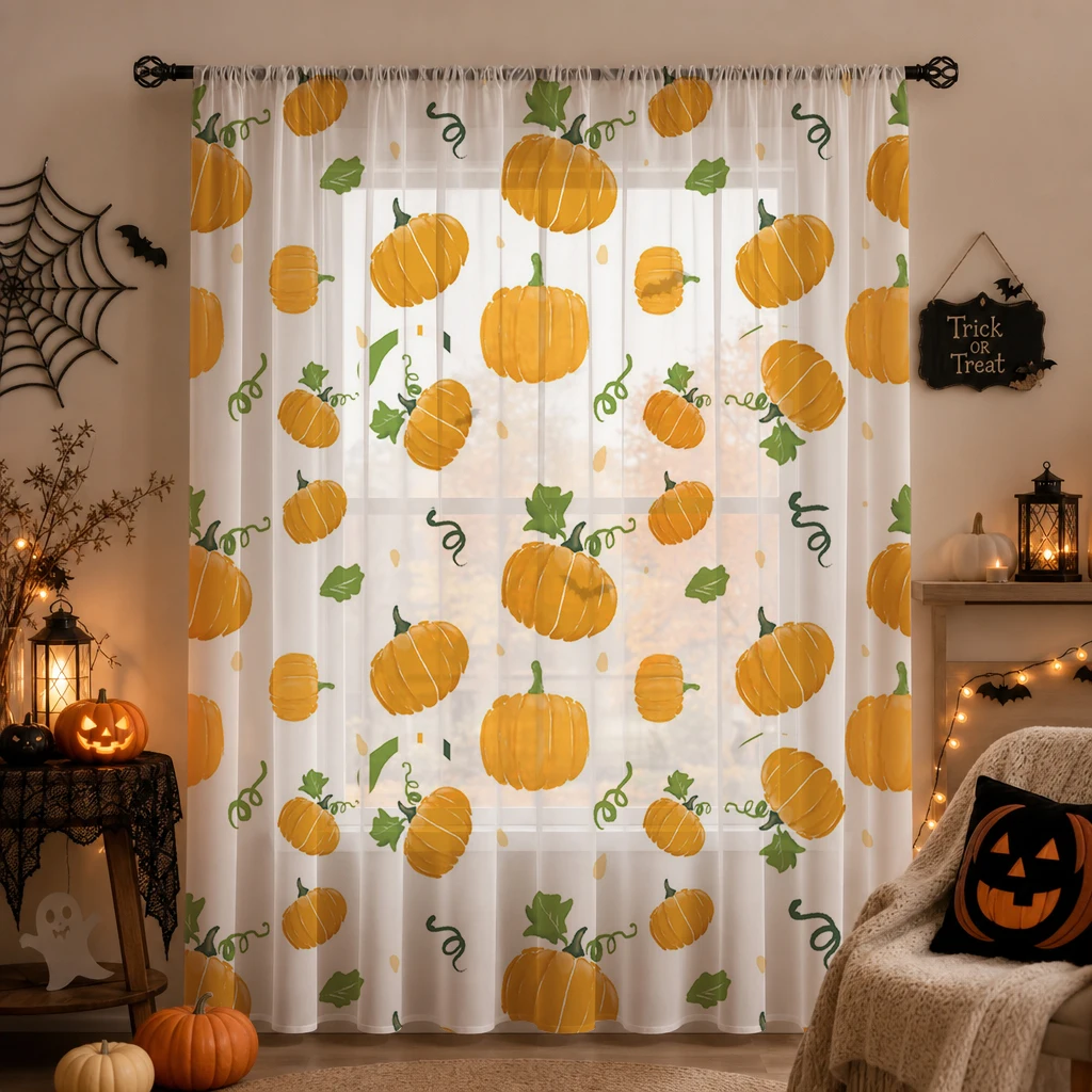 Halloween Sheer Curtain Rod Po - огляд і ціна Curtain Sheer Voile