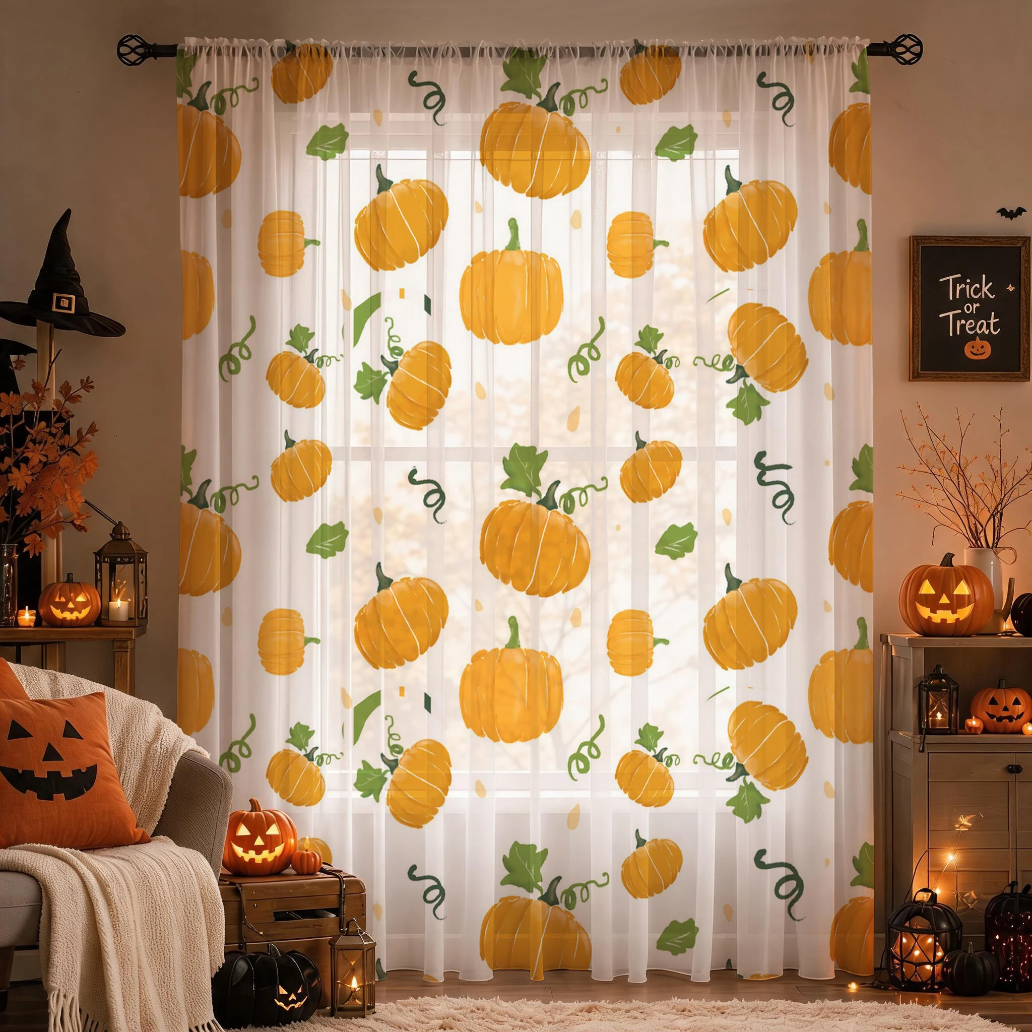 Halloween Sheer Curtain Rod Po - огляд і ціна Curtain Sheer Voile