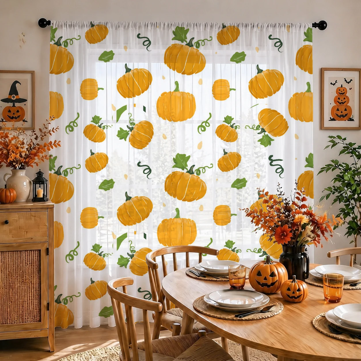 Halloween Sheer Curtain Rod Po - огляд і ціна Curtain Sheer Voile