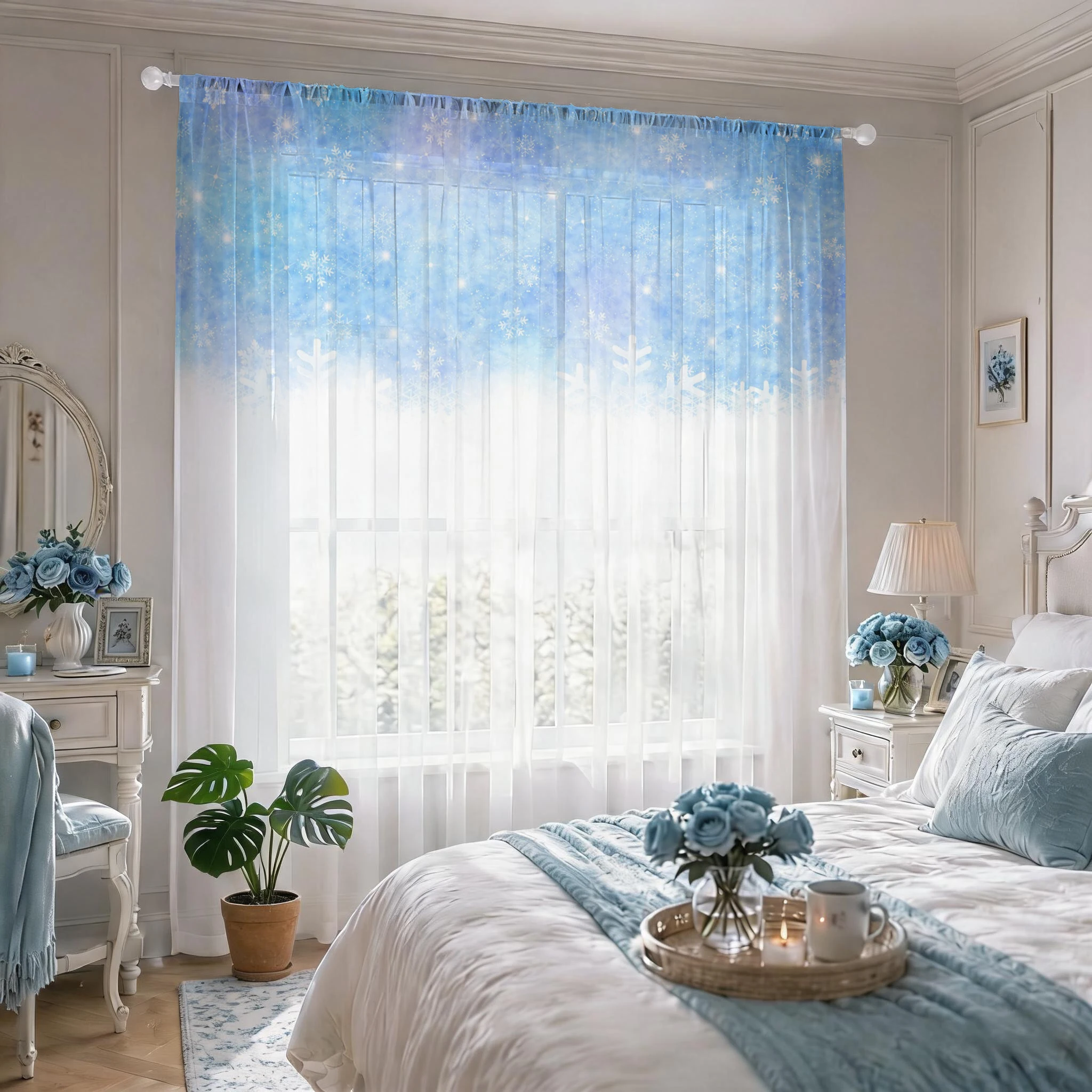 Floral Gradient Sheer Curtain, - огляд і ціна Curtain Sheer Voile