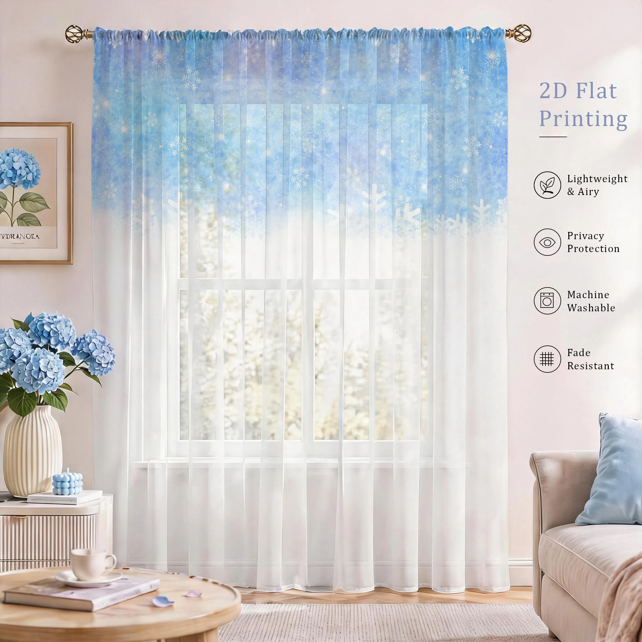 Floral Gradient Sheer Curtain, - огляд і ціна Curtain Sheer Voile